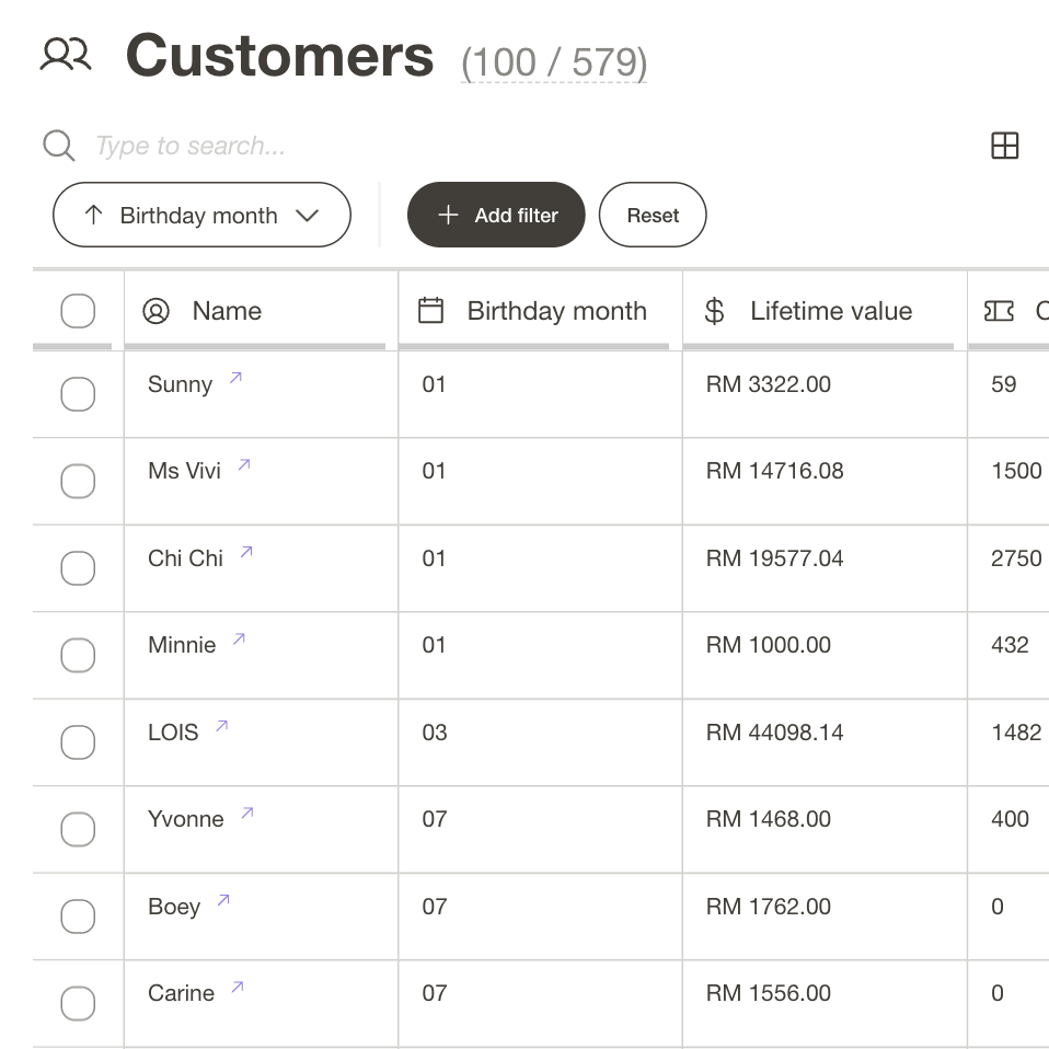 Customer database that grows with you