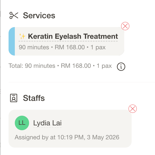 Staff picker at booking
