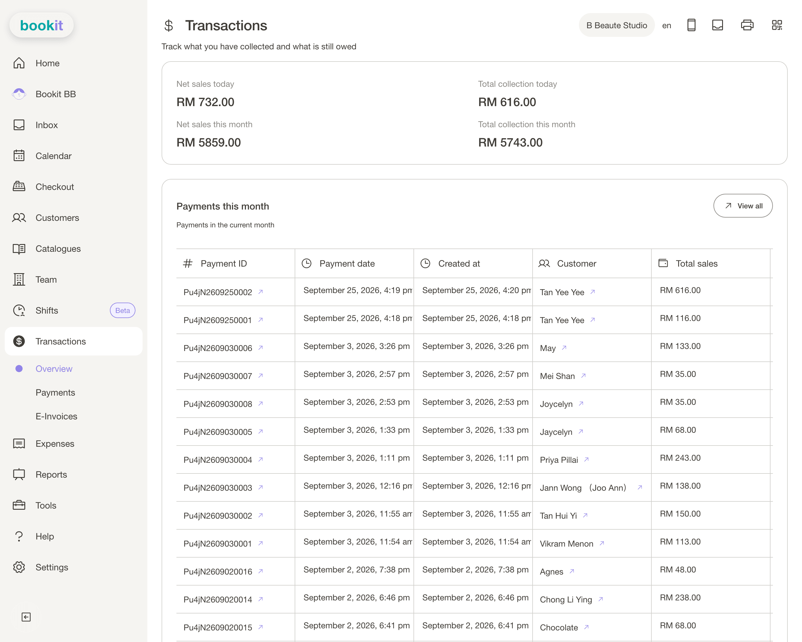 Every transaction, searchable