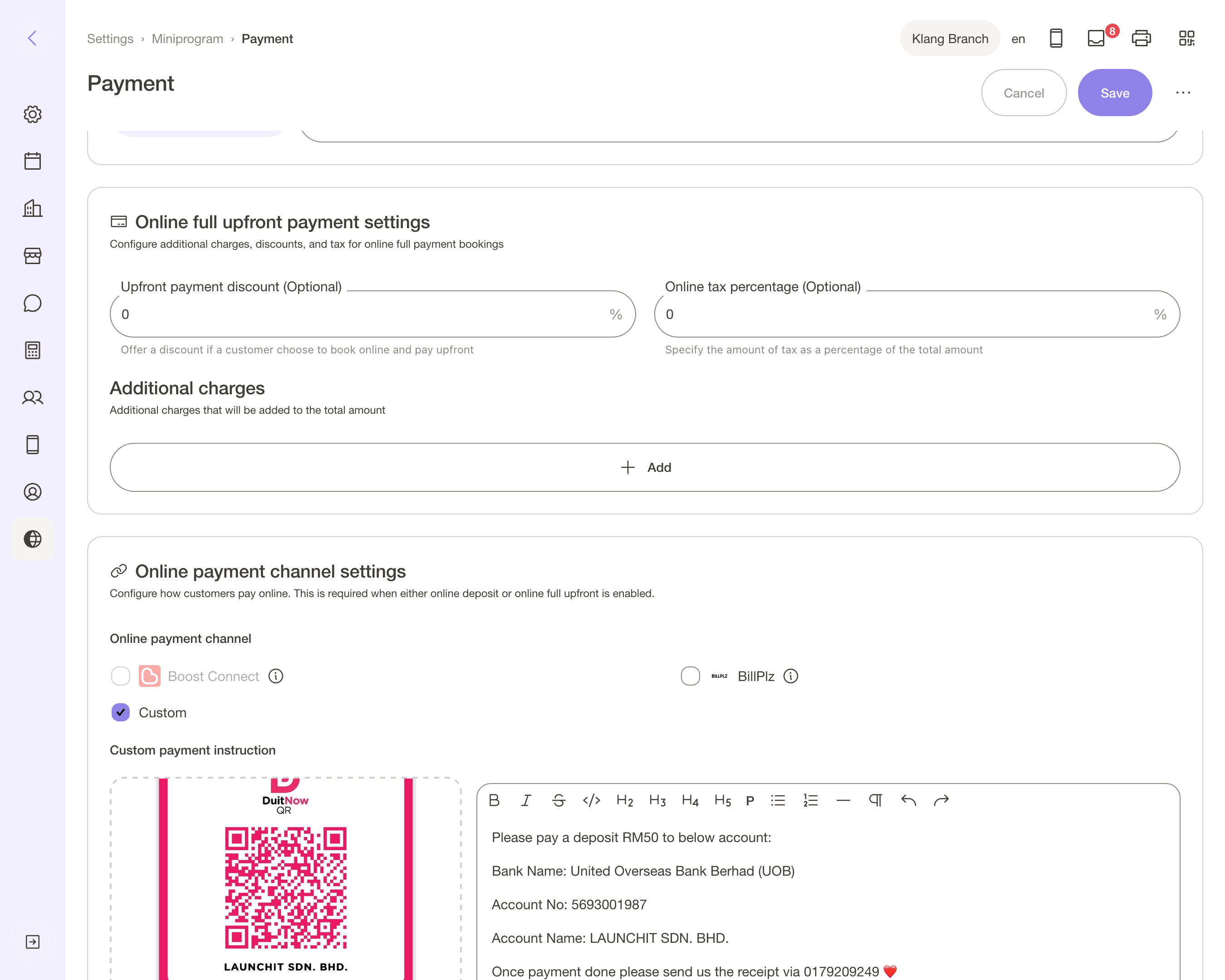 Online payment on your Miniprogram